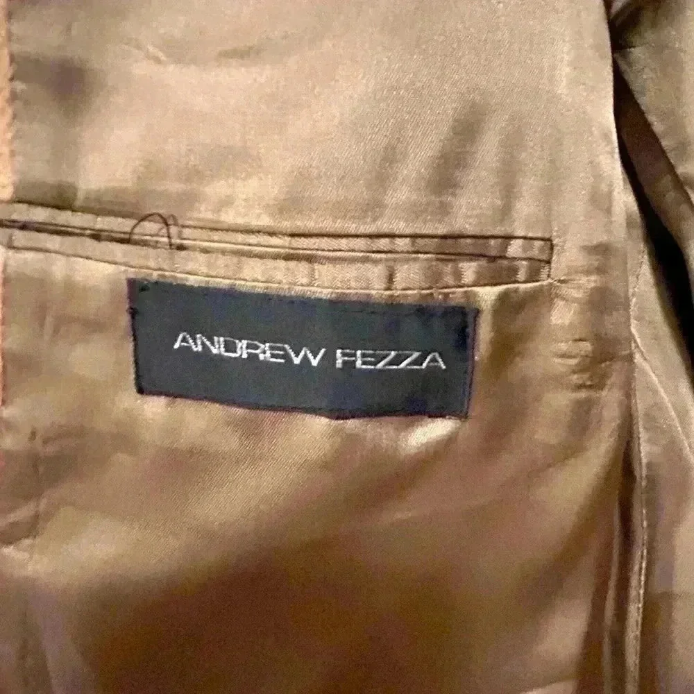 Andrew Fezza Men's Tan Camel Hair‎ Blazer Size 42L Business Two-Button